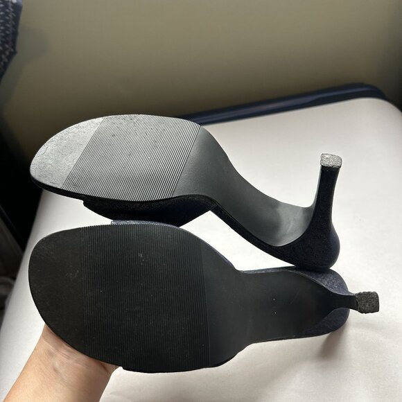 Fabulaire JOY Dark Wash Blue Denim Open Toe Sandals Women's Size 7.5M - Picture 3 of 6